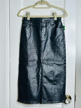 GAP Black Metallic Midi Skirt
